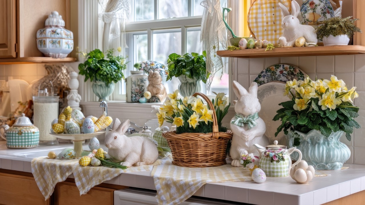 Cozy Farmhouse Easter Decor 🐇 Pastel Spring Home Styling with Bunnies & Gingham Charm