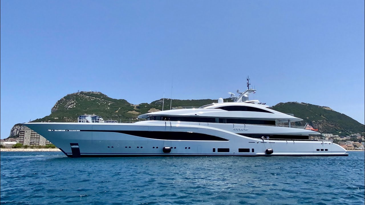 ARROW, 75m FEADSHIP built Superyacht departing Gibraltar