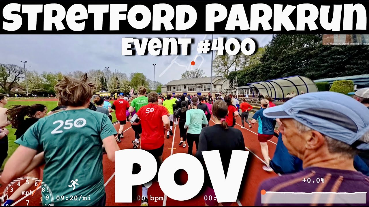 Stretford Parkrun Full Course POV With On Screen Stats - Event #400