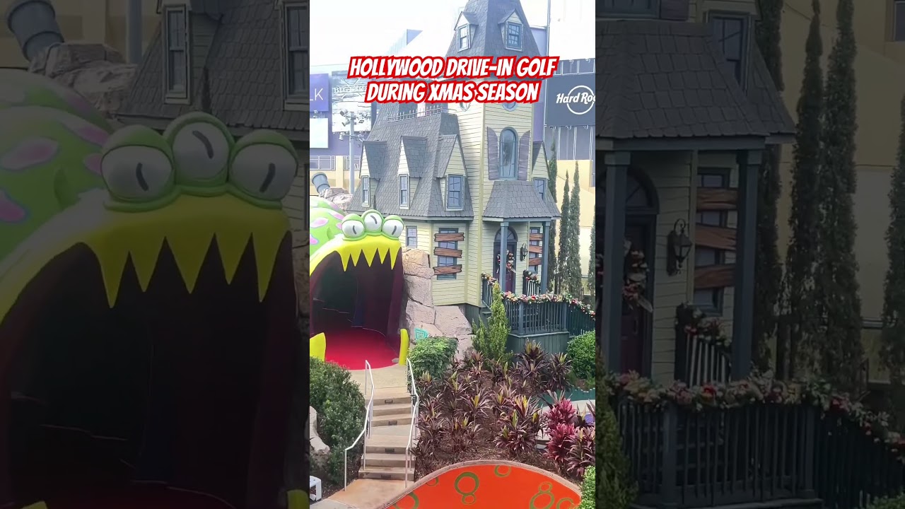 Universal Parks — Hollywood Drive-In Golf, невероятно многолюдно в рождественский сезон! 