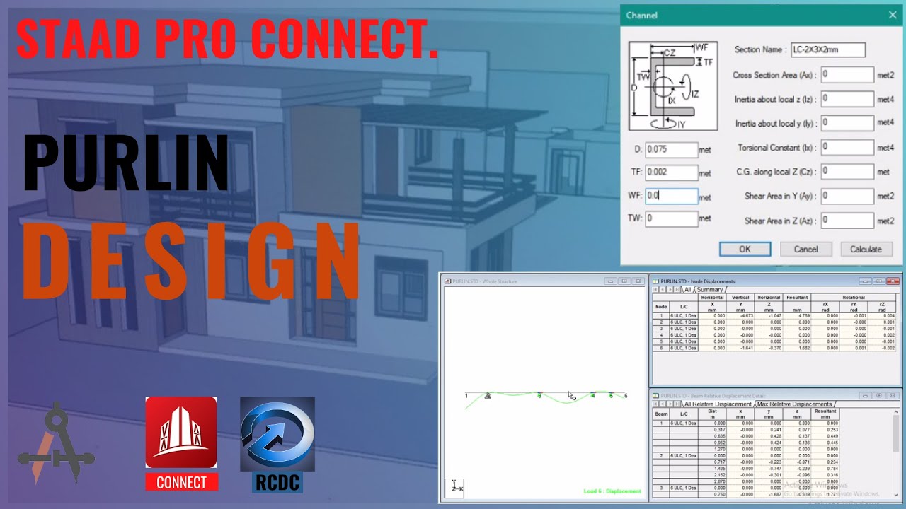 STAAD PRO ADVANCE CONNECT - PURLIN DESIGN FOR 2 STOREY RESIDENTIAL BUILDING