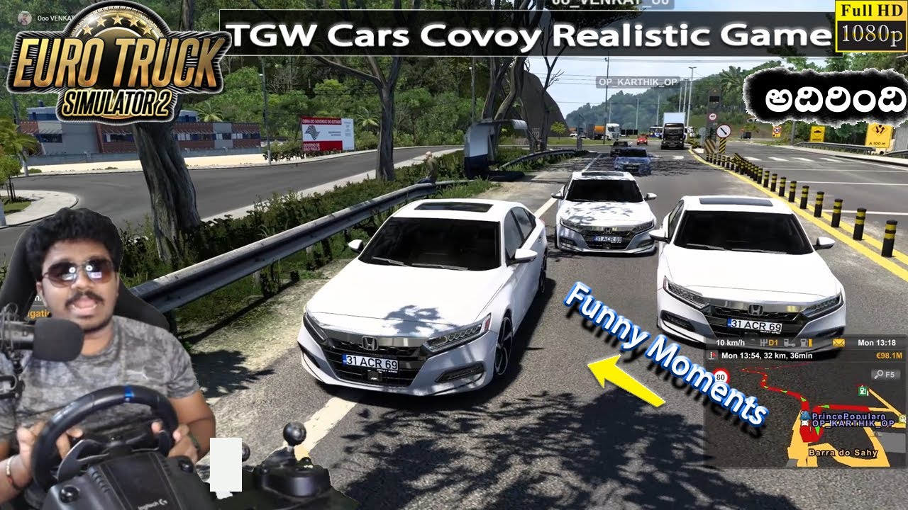 Realistic Cars Funny Convoy with Logitech g29 Steering | ETS2