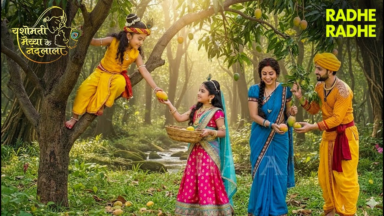 श्री कृष्णा लीला | नन्हे कान्हा की मस्ती, गोकुल में आम तोड़ने की शरारत 😋 | YMKN | Radhe Radhe #god
