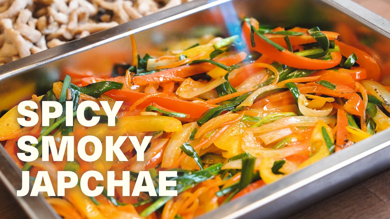 Spicy Smoky Japchae Recipe | Korean Stir-Fried Glass Noodles with Pork & Vegetables