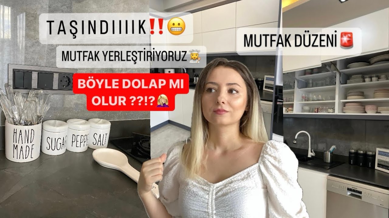 TAŞINDIK ! MUTFAK DOLAP DÜZENİ| MUTFAĞI YERLEŞTİRDİM | YENİ EV | DOLAP TEMİZLİĞİ