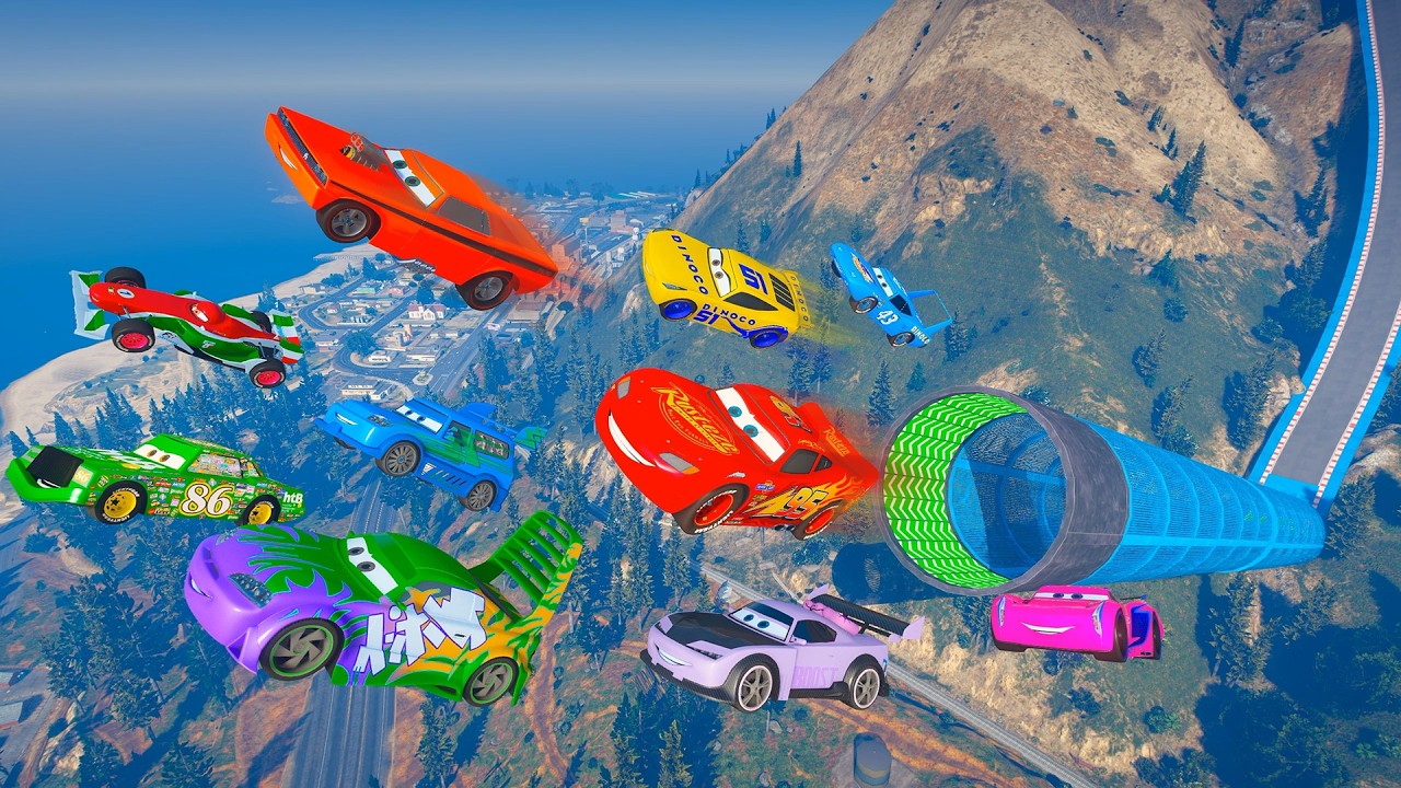 Cars Sky Ghost Challenge 2 — Snot Rod, DJ, Wingo, Boost vs McQueen Chick Hicks The King Cruz Ramirez