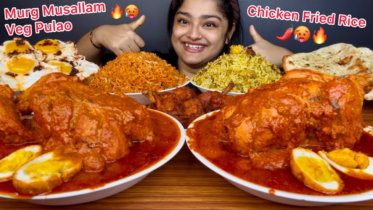 2 WHOLE SPICY MURG MUSALLAM WITH VEGETABLE PULAO, CHICKEN FRIED RICE, CHICKEN LOLLIPOP & BUTTER NAAN