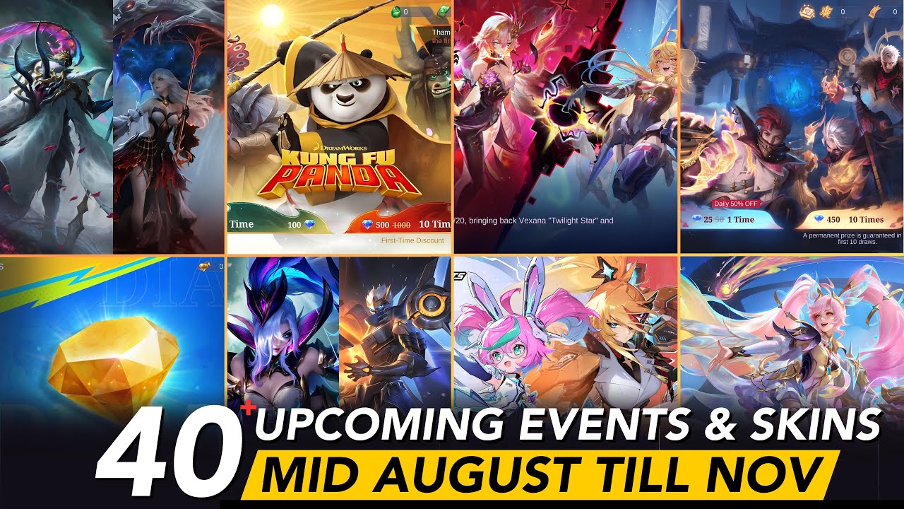 MLBB UPCOMING EVENT MID AUG- NOV| MLBB X KUNG FU PANDA| LEGEND SKIN UPDATE KAGURA,MIYA,GRANGER&ALPHA