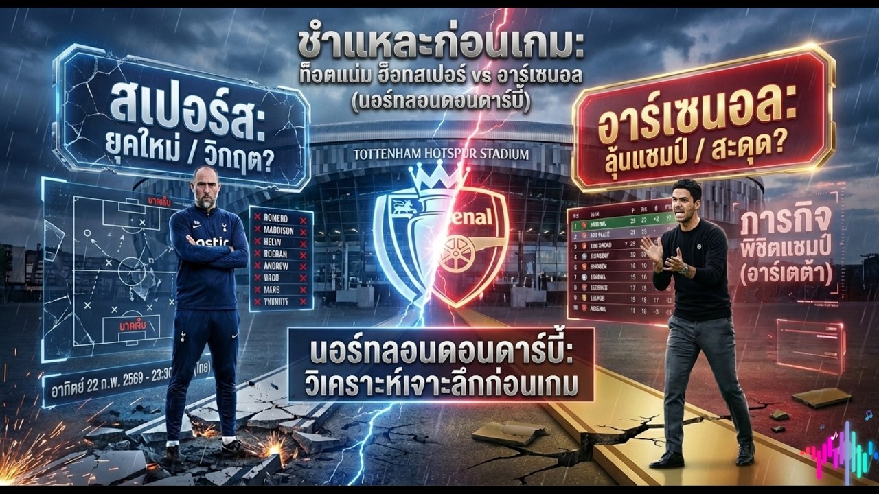 วิกฤตไก่ชนปืนดุ! พรีวิว North London Derby 2026: สเปอร์สเละเทะ vs อาร์เซนอลล่าแชมป์
