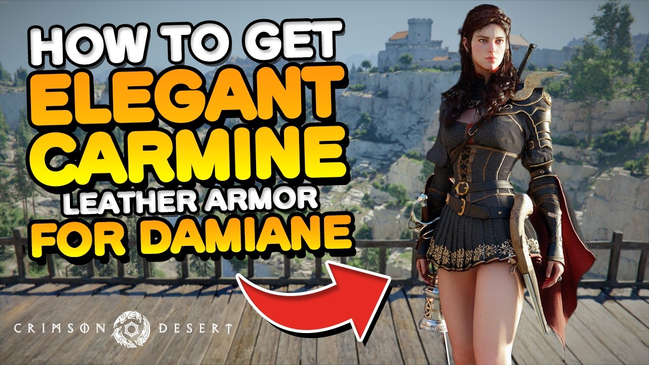 Elegant Carmine Leather Armor Set for Damiane in Crimson Desert