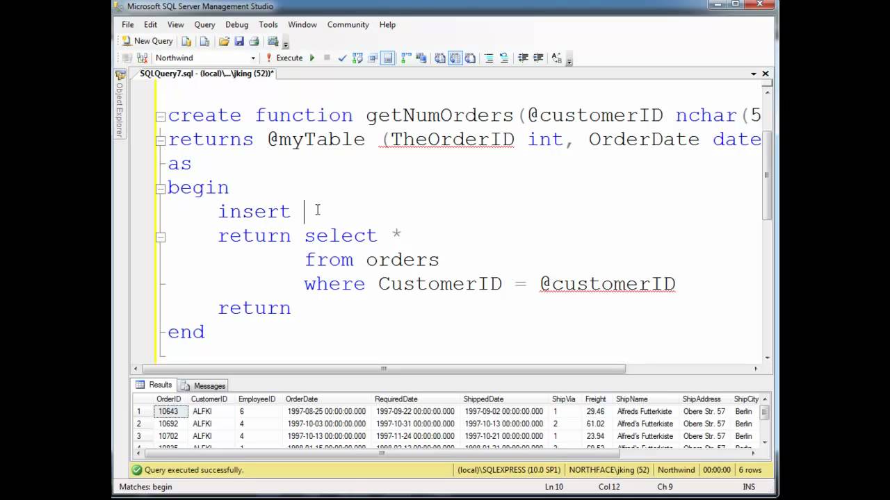 SQL Multi-Statement Table-Valued Functions