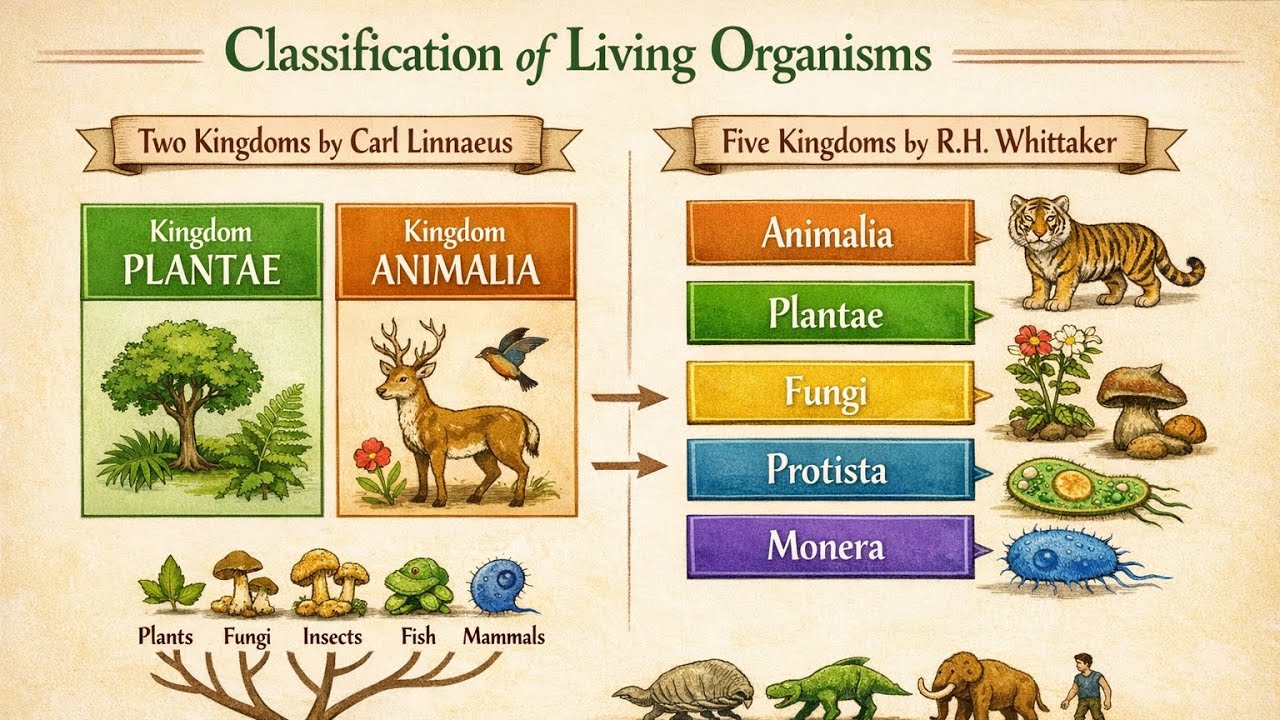 Classification of living organisms given by : Carlous linnaeus & R.H Whittaker 🏕️
