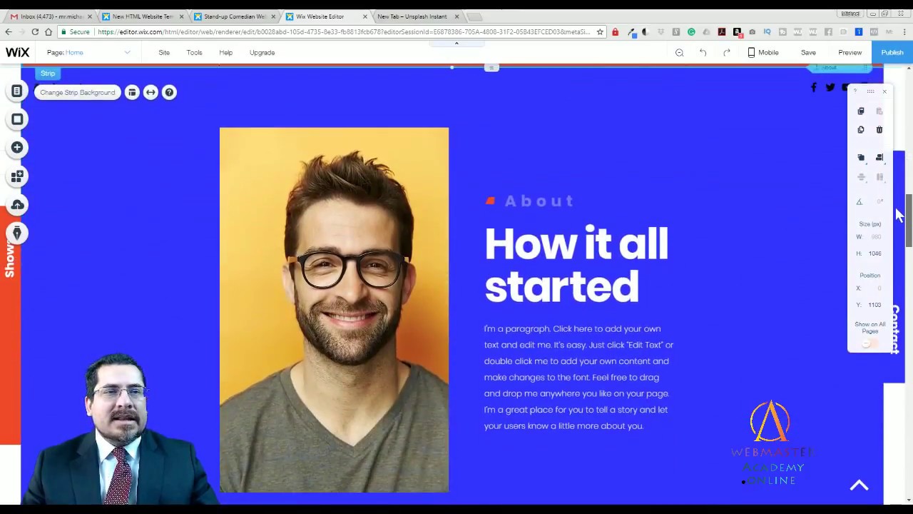 Stand-Up Comedian Template from Wix - Web Design - Tutorial