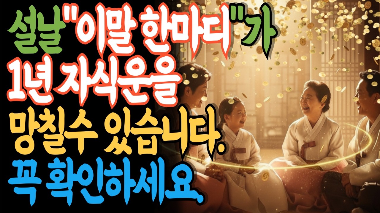 설날에 절대 하지 말아야 할 말 7가지 | 이 한마디가 1년 재물운을 막습니다. 설날 금지어 7가지