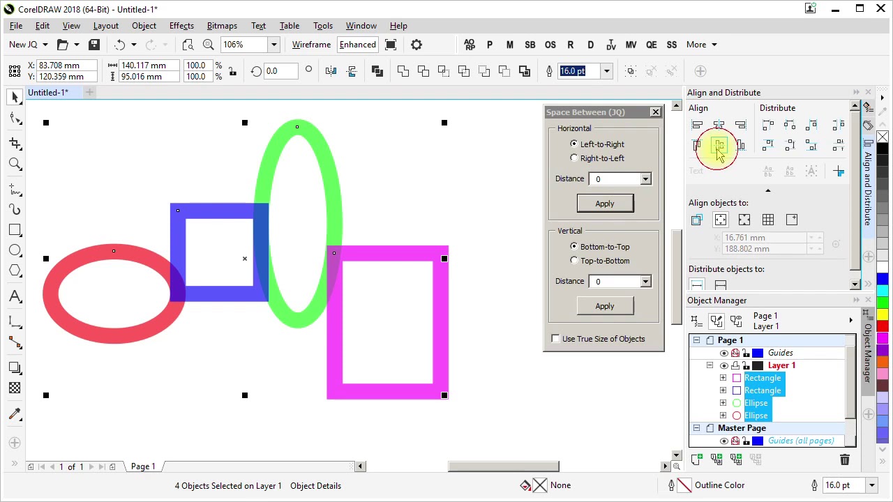 Space Between - CorelDRAW macro - Demo 02