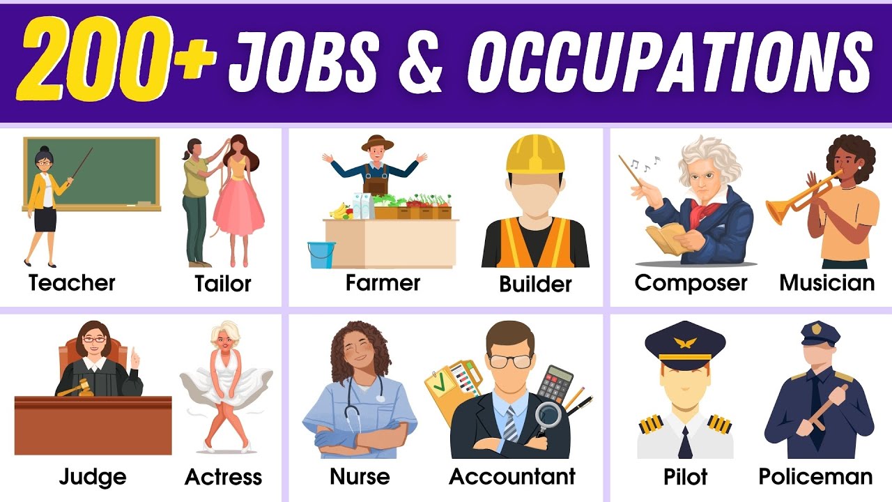 200+ Jobs and Occupations Names in English | Types of Jobs: Learn English Vocabulary by Pictures 👩‍🏫