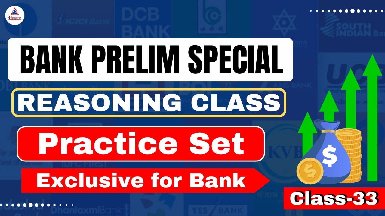Bank Prelim 2026 Reasoning ।। Practice set 33।। #sbi #sbiclerkprelims #clerk #bank