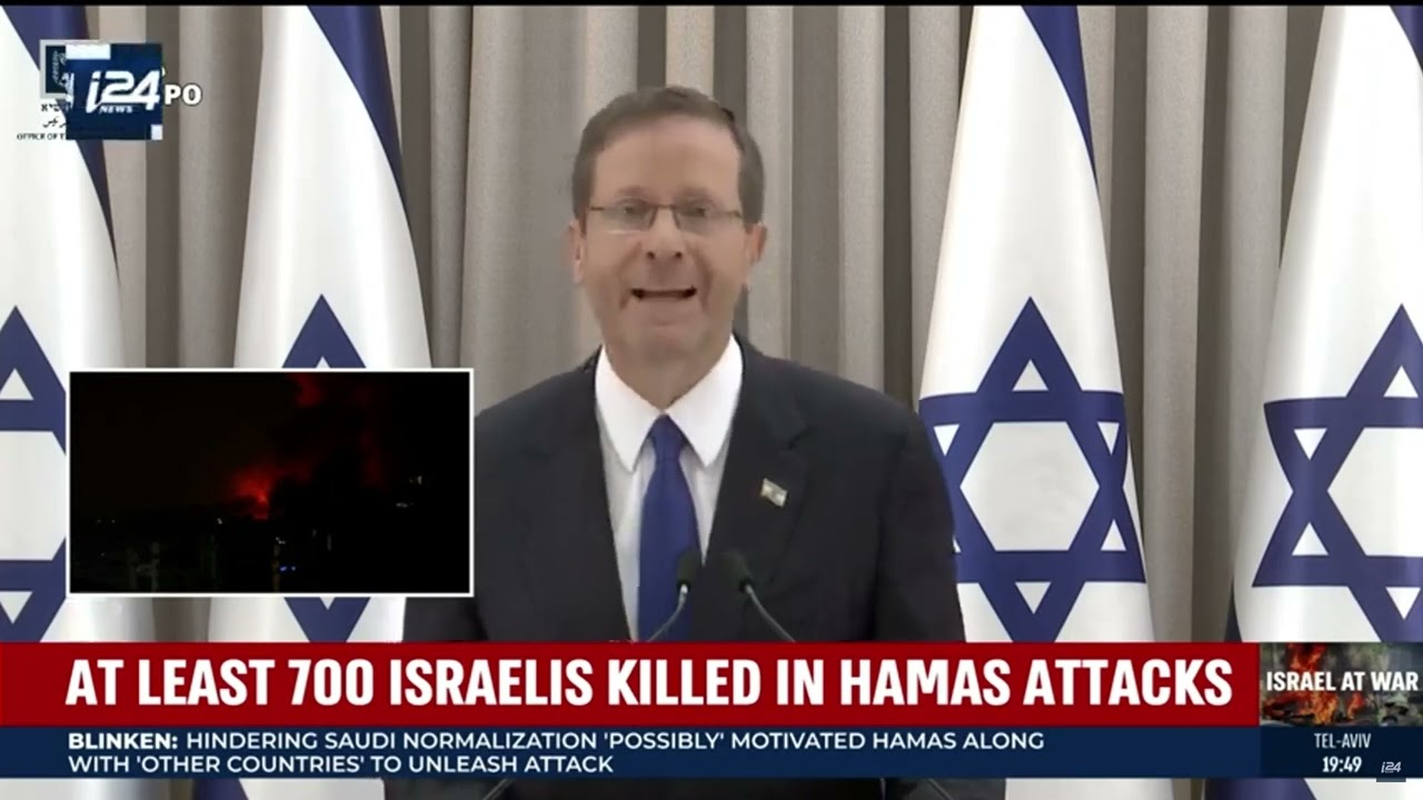 I24 NEWS TV 2023 10 08 DALIA ROMASHKIN SPEAK + ISRAELI PRESIDENT HERZOG