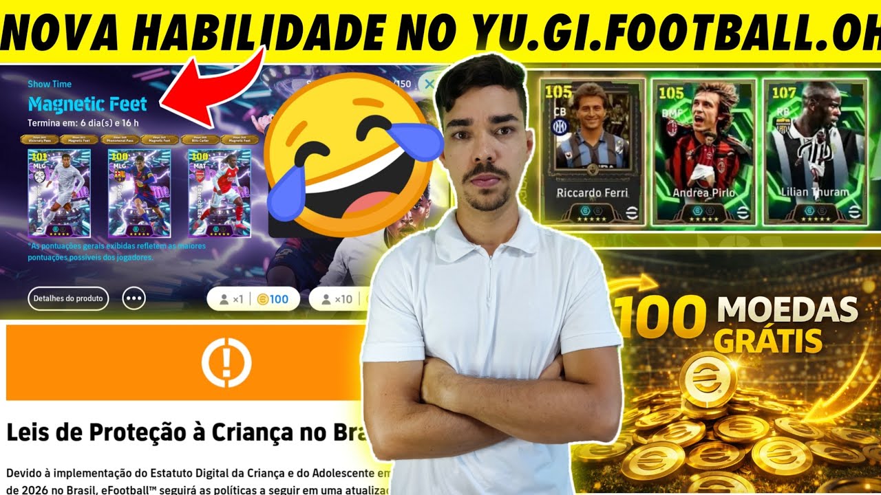Chegou as 100 MOEDAS Grátis, NOVA HABILIDADE, FIM DAS BOXs, LEI FELCA no efootball