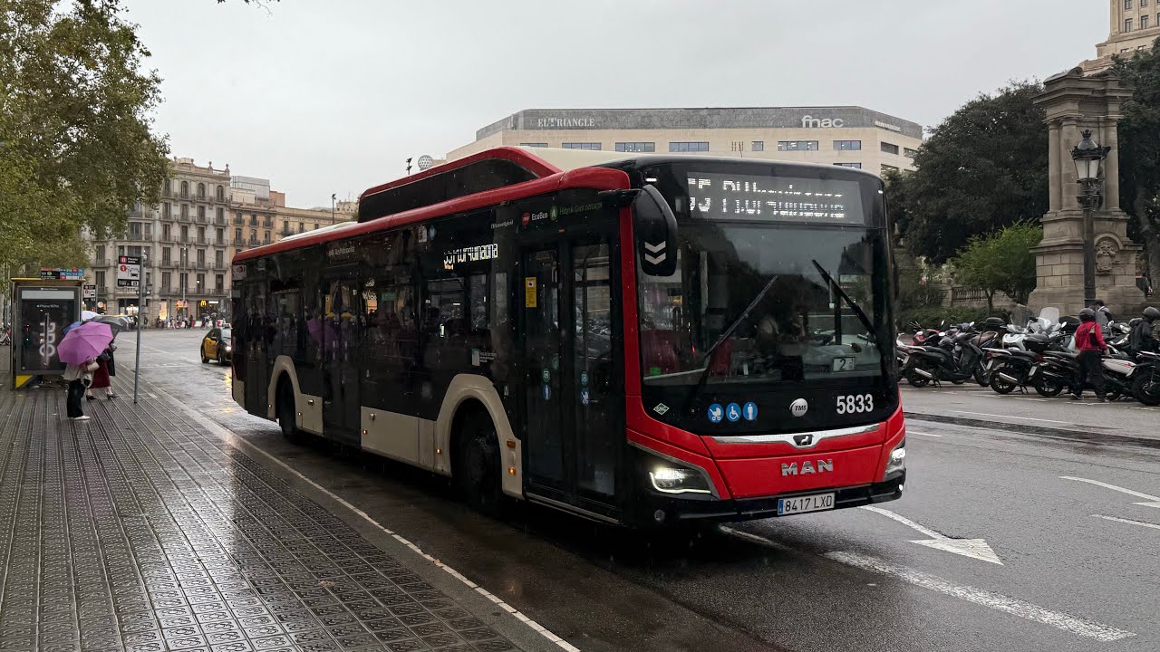 Barcelona Bus POV TMB Line 55 From Parc Montjuïc to Pl.Urquinaona
