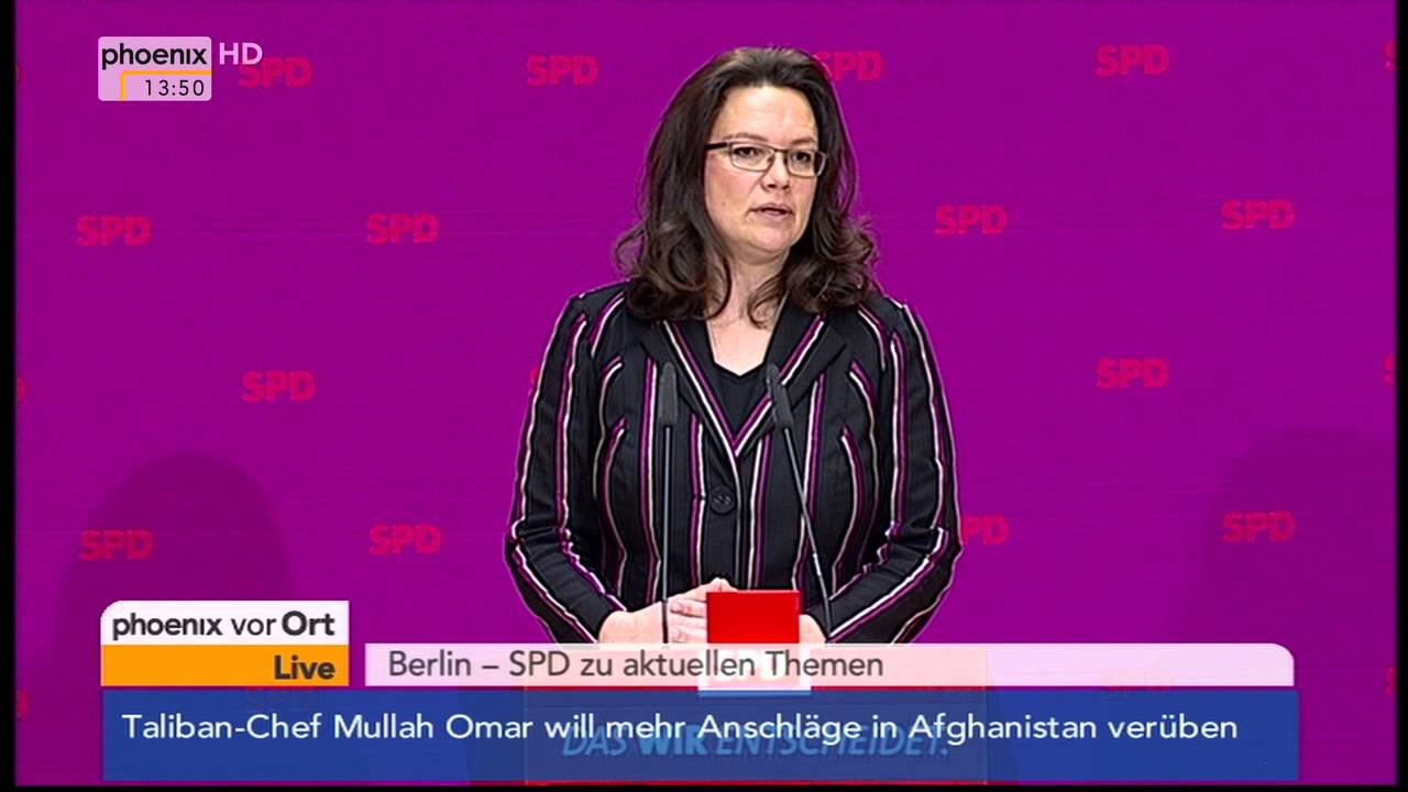 Gro&szlig;e Koalition: Andrea Nahles (SPD) zu aktuellen Themen am 14.10.2013