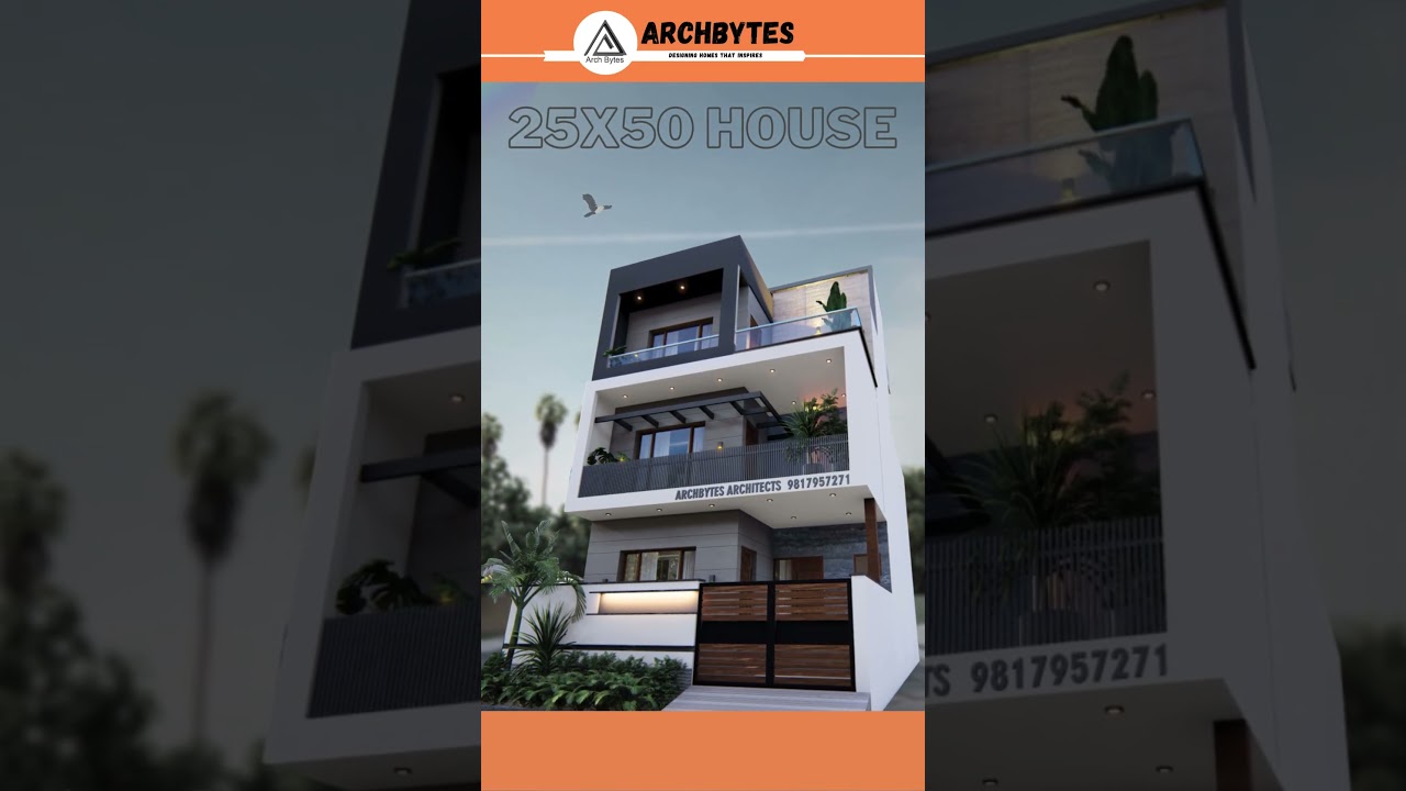 25*50 House Design 3D |1250 sqft |Archbytes #housedesign #elevation #archbytes
