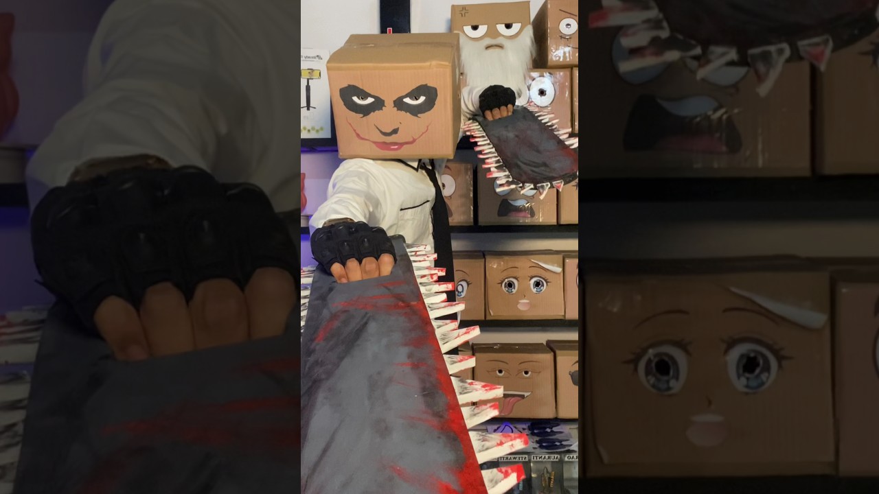 Kepala kardus + chainsawman + joker #kepalakardus #diy #eksperimen