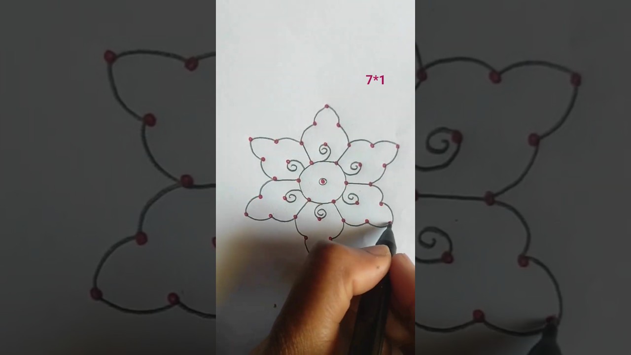 simple rangoli dots 🌺 shivaratri special rangoli 🌺 Star rangoli ⭐#easy #rangoli #new #design
