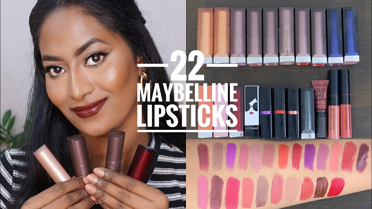 LIP SWATCHES of ALL my MAYBELLINE LIPSTICKS💄| Dusky skintone |
