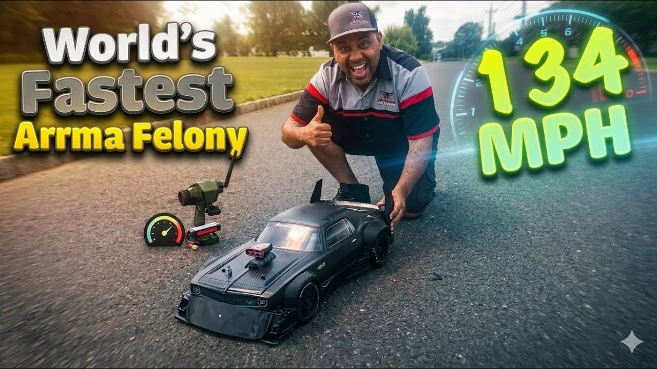 The worlds fastest Arrma Felony 8s castle motor 1717 35/34 gearing MMX8S 134 MPH no cappack