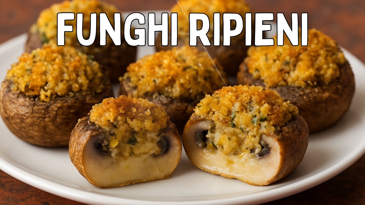 FUNGHI RIPIENI al FORNO | Ricetta Facile, Veloce e Super Gustosa