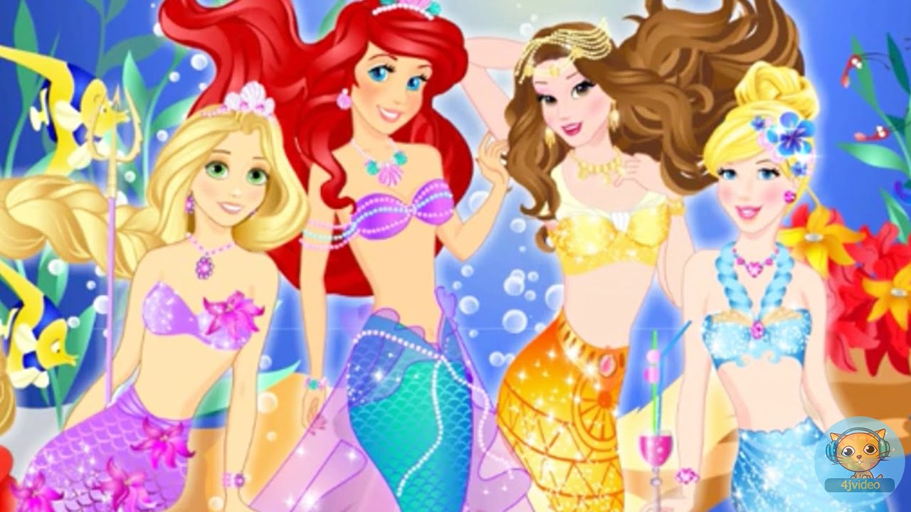 Princess Undersea Party - Disney princess videos for girls - 4jvideo