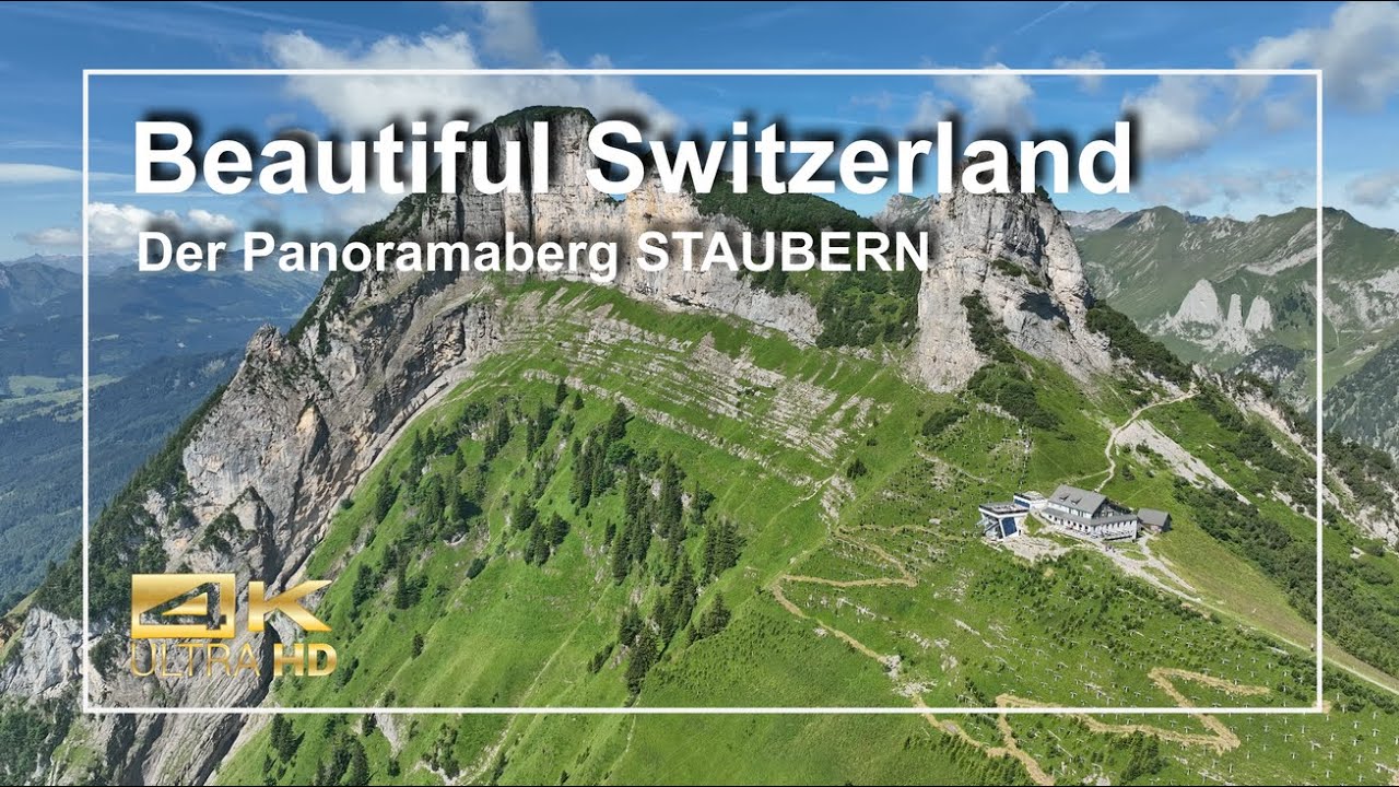 Der Panoramaberg Staubern, 4K Drone, Alpstein, Appenzell, Rheintal, Stauberenkanzel, Staubernbahn