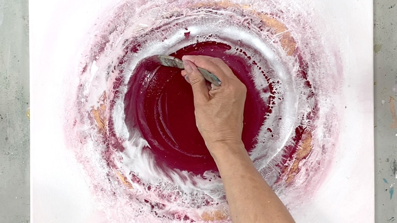 Einfach loslassen – Acryl fließen lassen mit Struktur & „preiswertem Gold“ (Anfänger)