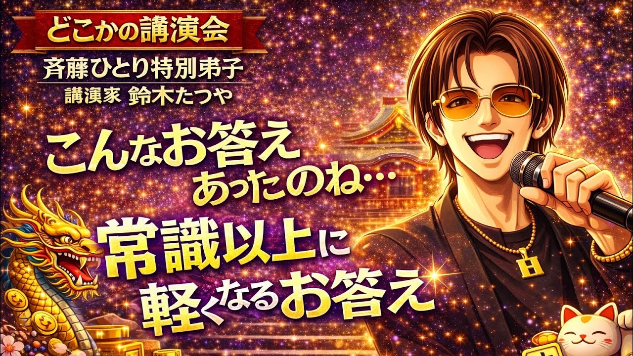 斉藤ひとり特別弟子 講演家 鈴木たつや ひとりさん直伝講演 ものすごくスッキリするか、めちゃくちゃモヤモヤしたお答え！