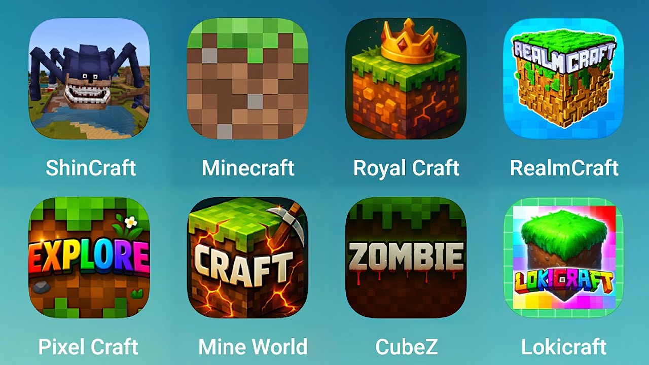 ShinCraft, Minecraft, Royal Craft, RealmCraft, Pixle Craft, Mine World, CubeZ, Lokicraft
