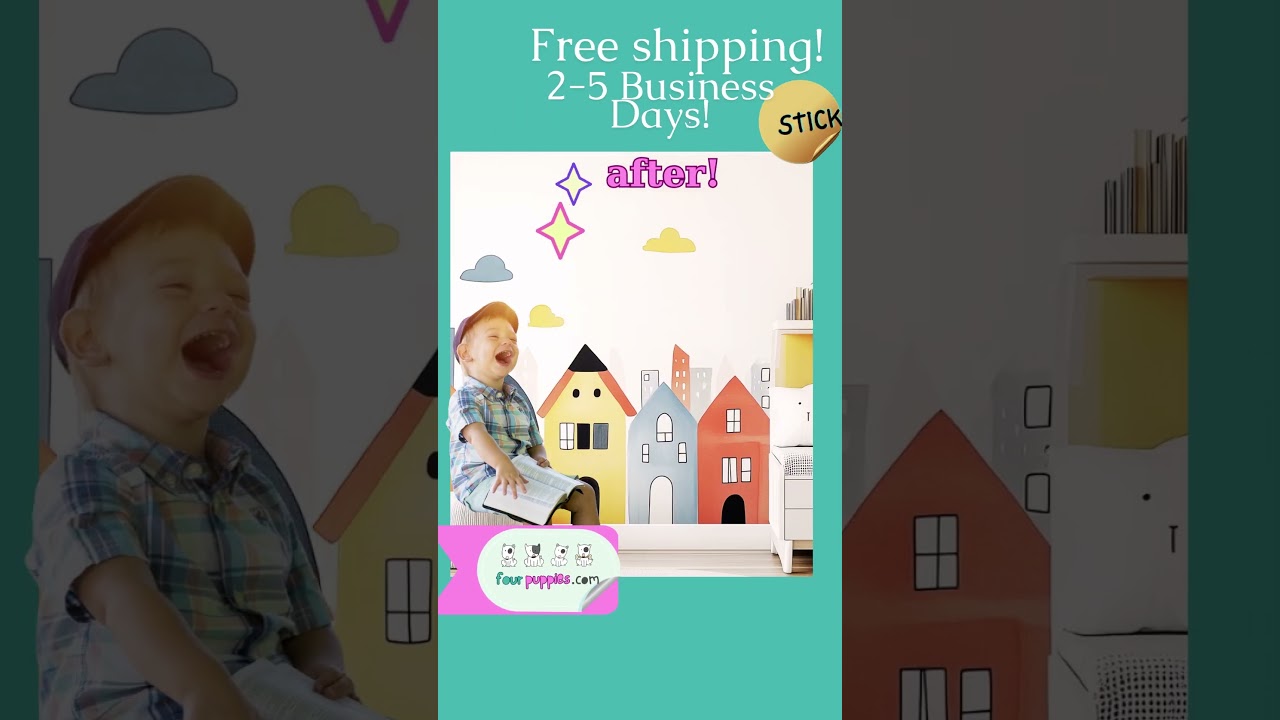 rainbow wall stickers before and after