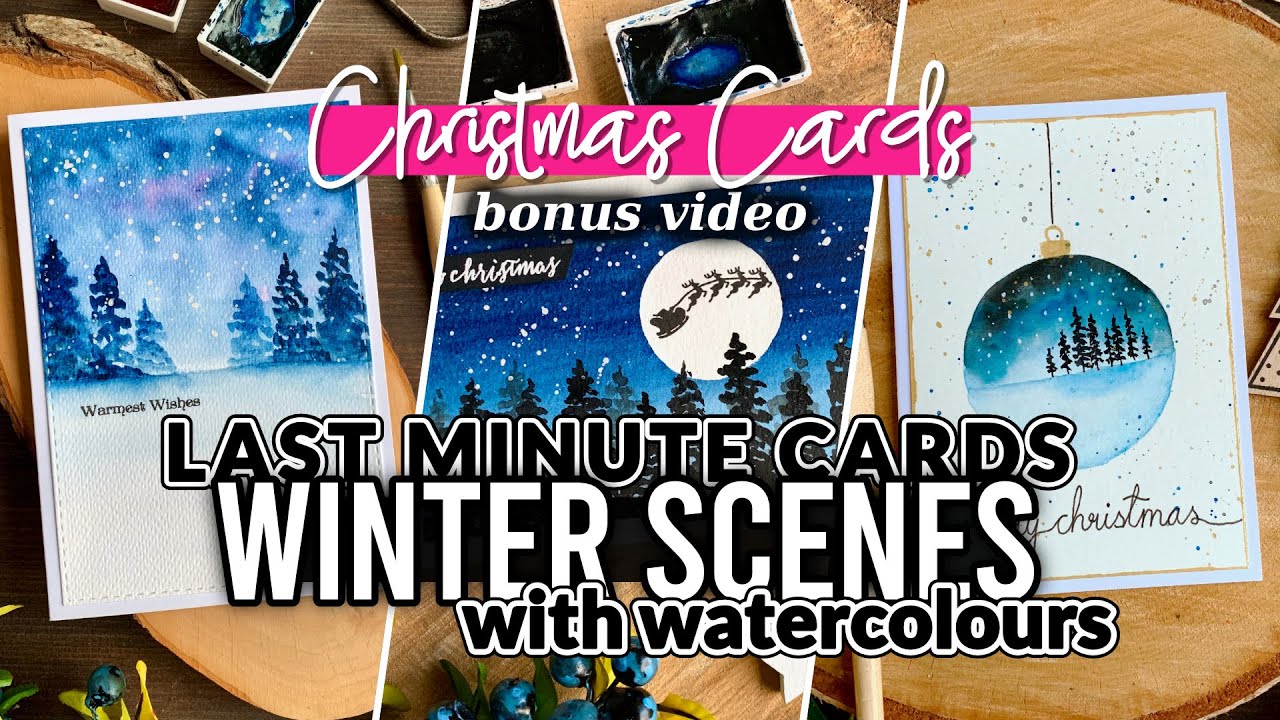 Easy Last-Minute Christmas Cards | Watercolour Winter Scenes