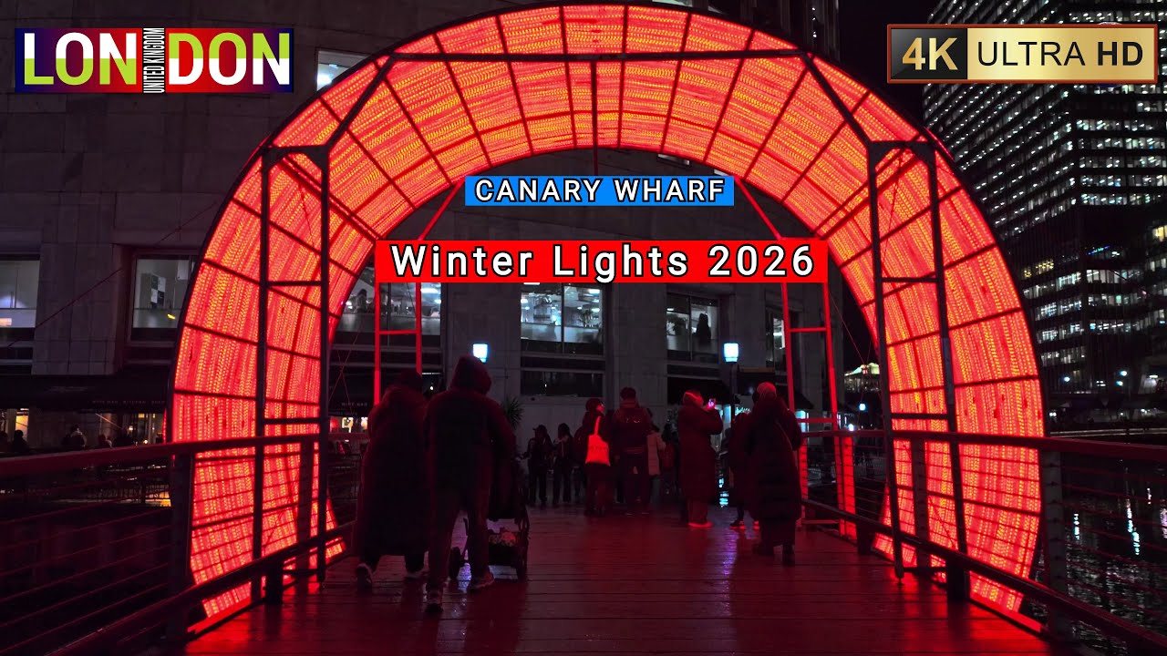 Canary Wharf Winter Lights 2026 🎆 | London Night Walk | 4K60