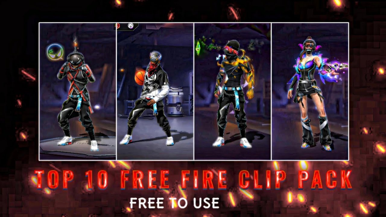 10 CLIPS PACK 🤯 | FREE FIRE CLIPS PACK ✨ FF LOBBY CC PACK | COPYRIGHT FREE