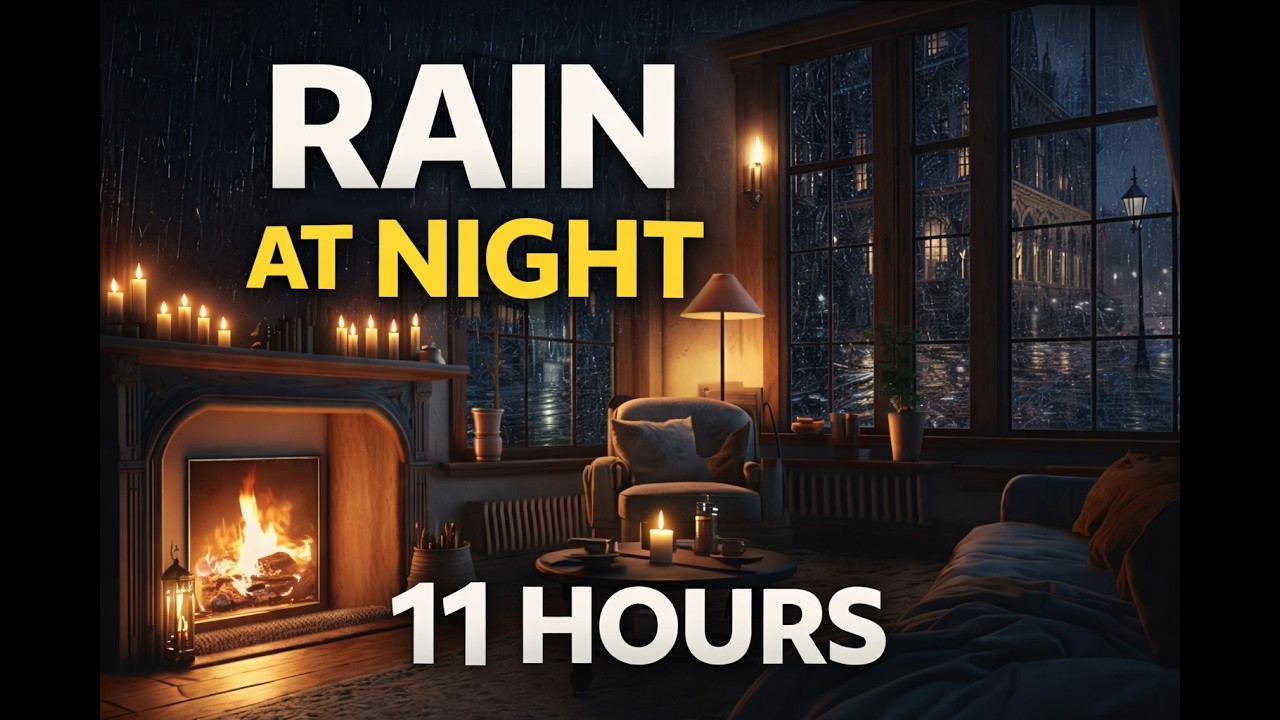 Rain by the Fireplace | 11 Hours of Cozy Night Sounds