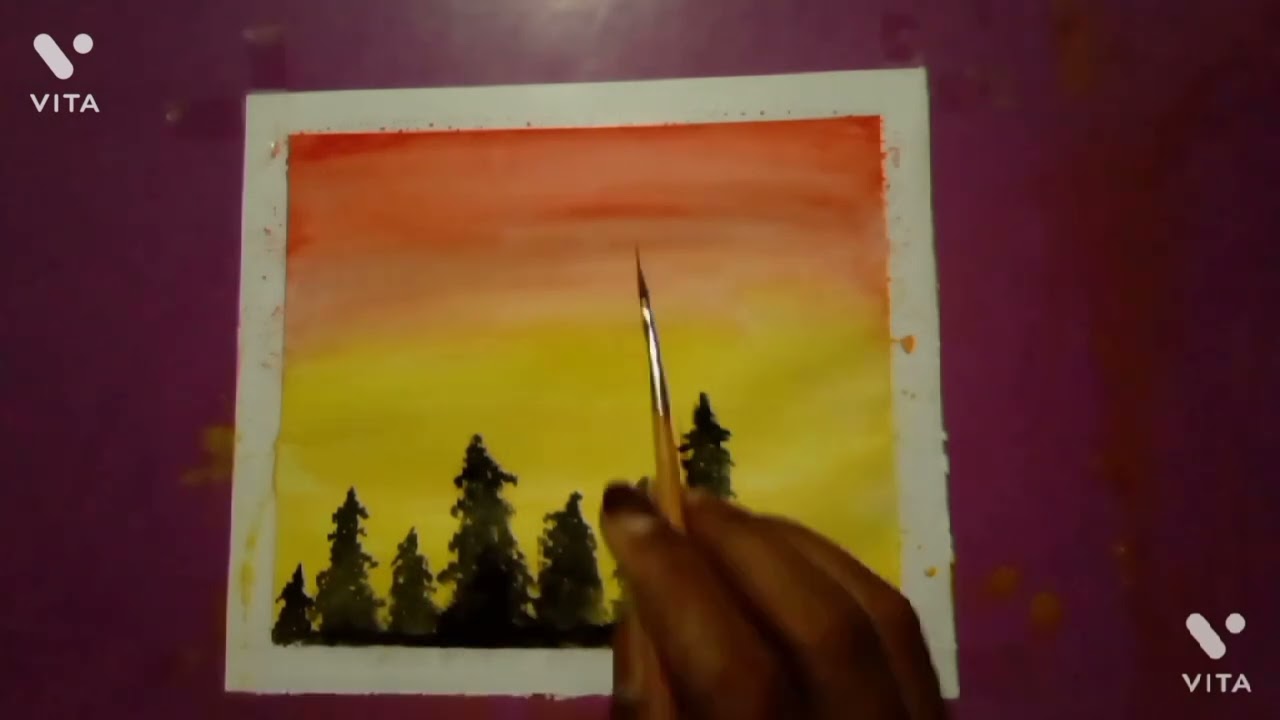 sunset view my drawing 😊&hearts;️ #Atanu #art's' #sun #my #drawing 🙏🙏😊