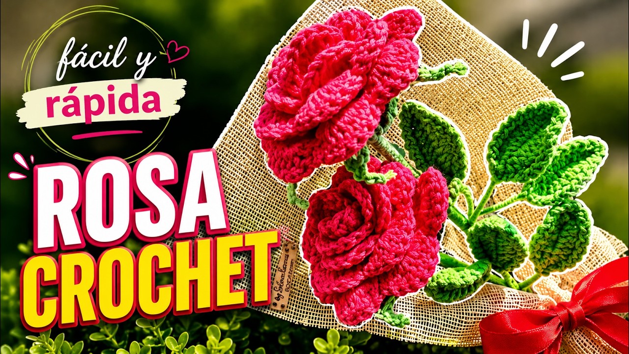 Flor tejida ROSA 🌹 en CROCHET 🧶