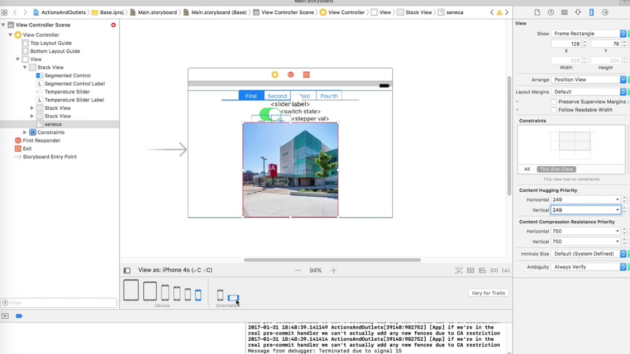 Xcode tutorial: UIStackView example using Interface Builder