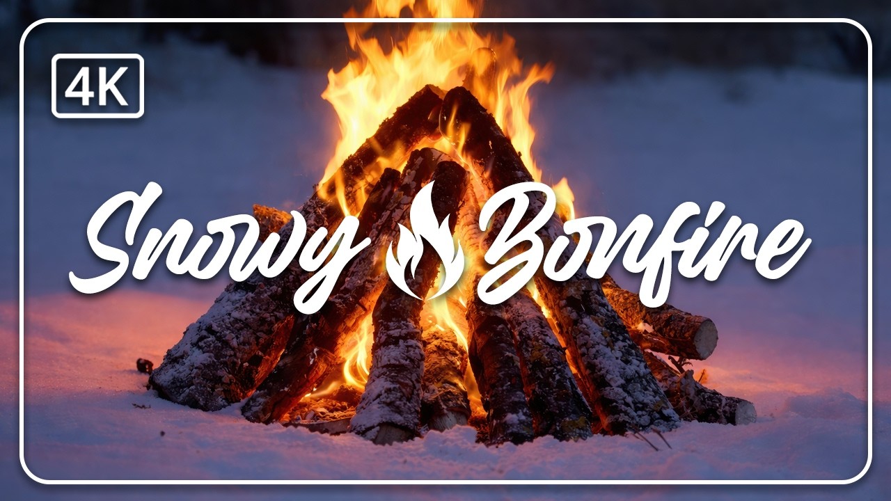 Snowy Bonfire | Deep Crackling Fire Sounds | Ad-Free