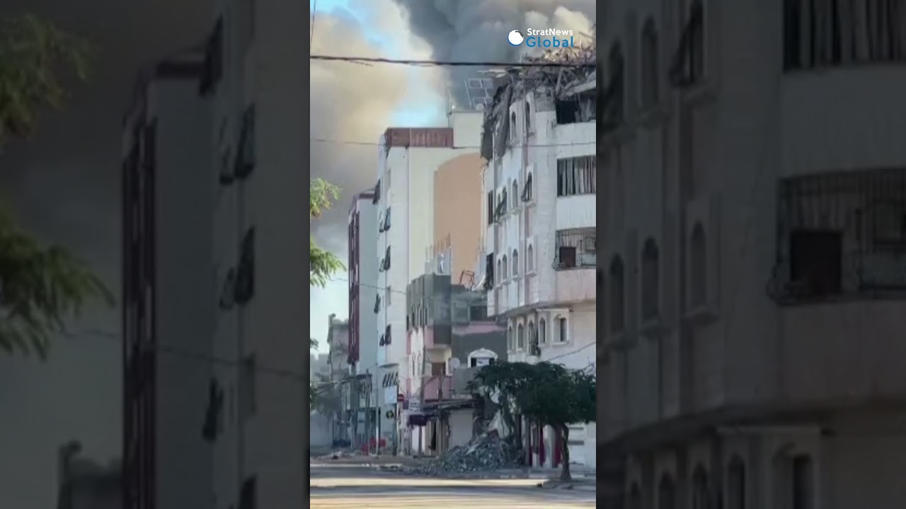 #Israeli strikes hit buildings in Gaza's Nuseirat | #shorts #gaza #israelgazawar #netanyahu