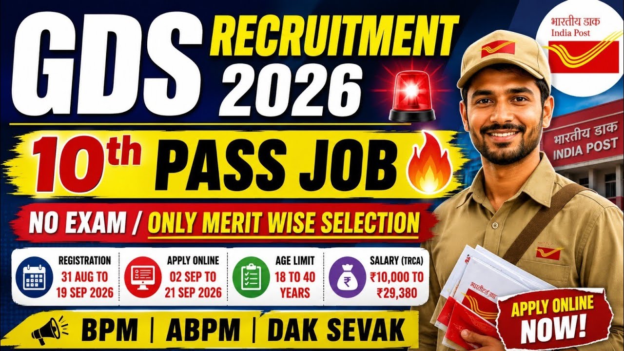 India Post GDS Recruitment 2026 🔥 | 10th Pass GDS Vacancy | BPM ABPM Dak Sevak | Full Details