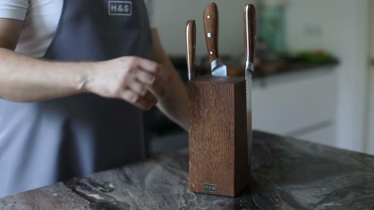 H&S Magnetischer Messerblock ohne Messer, f&uuml;r 8 K&uuml;chenmesser, Messerhalter magnetisch aus Eichenholz