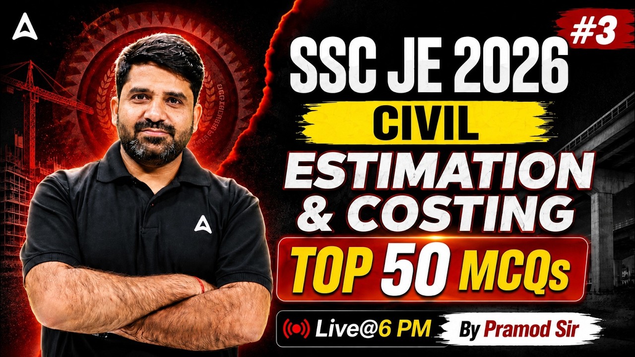 SSC JE 2026 Civil | SSC JE Civil Estimation & Costing MCQs #3 | SSC JE Classes | By Pramod Sir