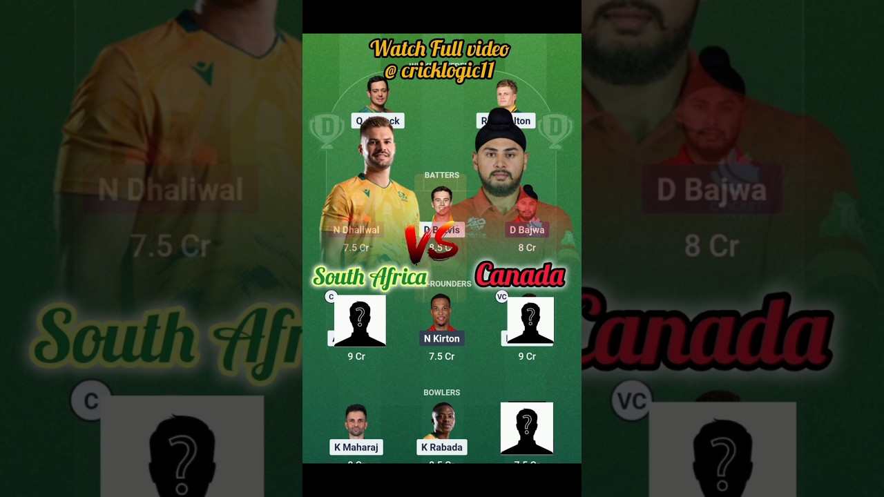 SA vs CAN Dream 11 Prediction| SA vs CAN Today match prediction,SA vs CAN T20 Match#savscan #dream11